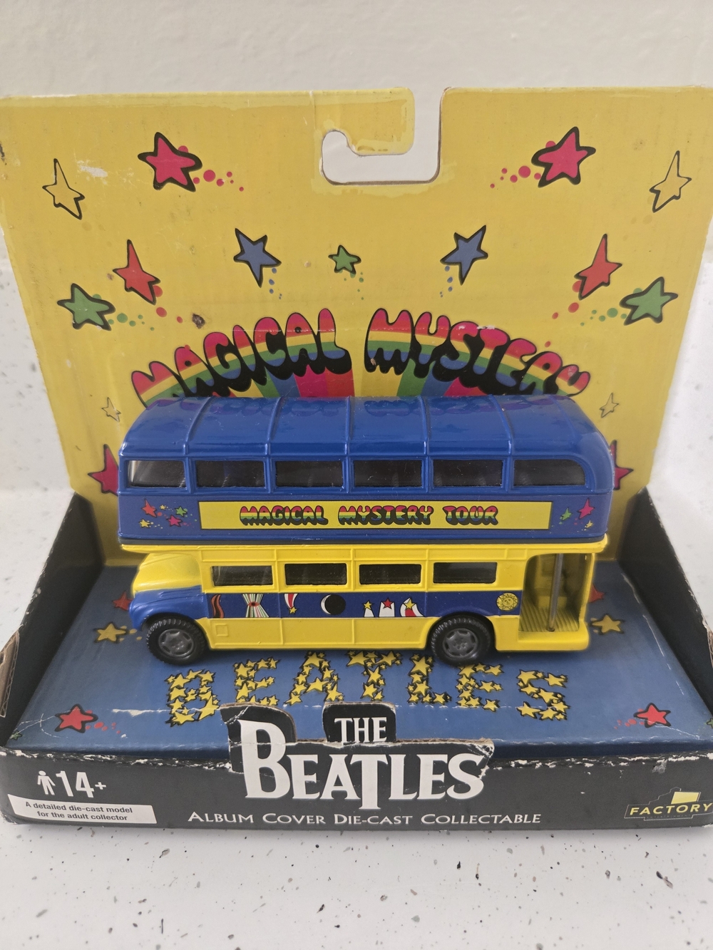 The Beatles Magical Mystery Tour Double Decker Toy Bus - Yellow & Blue